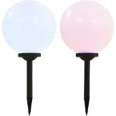 vidaXL LED-solarlampen rond 30 cm RGB 2 st