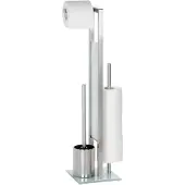 Wenko Toiletbutler Rivalta RVS mat - Toiletborstel met houder, Toiletrolhouder en Reserverolhouder vrijstaand
