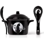 Alchemy England - Gothic Mueslikom - Feline Hungry heksenketelkom met lepel - zwart-wit | Maat Standard