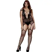 Baci Plus Size - zwart visnetset met veters, korte mouw (XL-XXL)