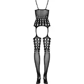 Obsessive G310 - lingerie set - stippen en netstof - zwart (S-L)