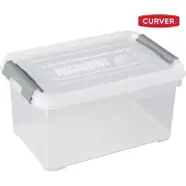 Curver Handy+ set van 5 transparante stapelbare opbergboxen 6L