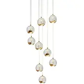 LUCANDE Hanglampe , Hayley, Goud / Messing, Woonkamer, Glas, Designer