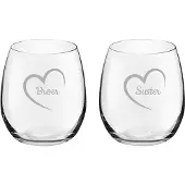 Royal Leerdam Gegraveerde Drinkglas 39cl Broer mei hert & Suster mei hert