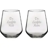 Pasabahce Gegraveerde Drinkglas 42,5cl De Leafste Mem-De Leafste Heit