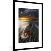 PosterMonkey Fotolijst incl. Poster - Zonsondergang - Wolken - Hout - 60x90 cm - Posterlijst