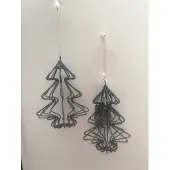 Christmas House Set van 2 ornamenten Mae zwart met glitter Kerstboomversiering