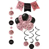 Paper Dreams Verjaardag Feestpakket 4 delig rose zwart | 65 jaar (rose zwart)