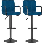 vidaXL Barkrukken 2 st fluweel blauw