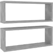 vidaXL Wandschappen kubus 2 st 60x15x23 cm bewerkt hout betongrijs