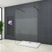Sanexo Inloopdouche Vrijstaand Chrysant 120X200 10Mm Semi Gesatineerd Glas Antikalk Mat Zwart