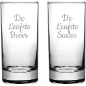Fusion Gegraveerde longdrinkglas 28,5cl De Leafste Broer-De Leafste Suster