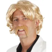 Boland Blonde pruik met snor