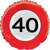 Folat 40 jaar folieballon verkeersbord