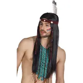 GoDan S.A Indianen pruik Takoda (zwart)