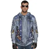 Vegaoo 3D shirts biker hoodie (blauw en grijs, L)