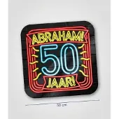 Paper Dreams Deurbord neon 50 jaar Abraham (zwart en multicolor)