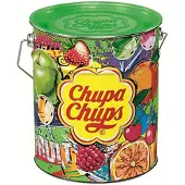 Chupa Chups Fruit Tin - Snoep - o.a. kersen, aardbei, appel en sinaasappelsmaak - 1x150stuks