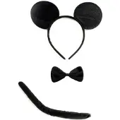 Partychimp Muizen setje | verkleedset Muis (zwart)