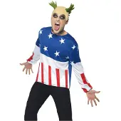 Smiffys American party verkleedset | crazy guy festival set (rood, wit, blauw)