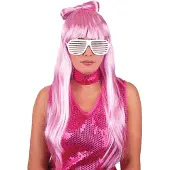 Espa Lady Go go Pruik met strik roze