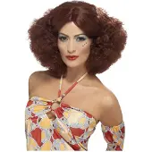 Smiffys 70's afro auburn pruik (Bruin)