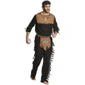 Boland Indiaan kostuum noble wolf (zwart, bruin en blauw, 50/52)