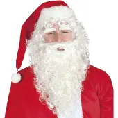 Boland Kerstmannen baard en pruik lang (rood en wit)