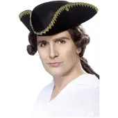 Smiffys Dick Turpin Tricorn Hoed, Zwart (Zwart)
