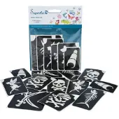 Superstar Glitter tattoo's sjablonen | 12 stuks | superstar | piraten (zwart en wit)