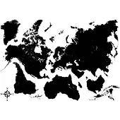 Crearreda Muursticker Black World Map 47 X 67 Cm Zwart