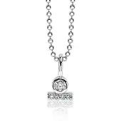 Zinzi zilveren hanger rond staafje wit ZIH1822 (zonder collier)