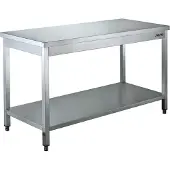 Saro Roestvrijstalen tafel, met onderblad - 600 mm diepte, 2000 mm | 600-1140