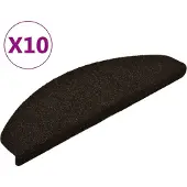 vidaXL Trapmatten Zelfklevend 10 st 65x21x4 cm Donkerbruin Halfrond Groot