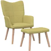 vidaXL Relaxstoel met voetenbank stof groen
