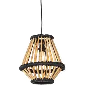 QAZQA Oosterse hanglamp bamboe met zwart 32 cm - Evalin