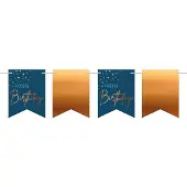 Folat Vlaggenlijn Elegance true blue Happy birthday (blauw en goud)