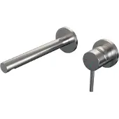 Brauer Inbouw wastafelmengkraan brushed edition coldstart rechte uitloop ronde hendel rechts geborsteld rvs pvd met rozetten