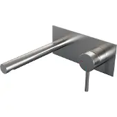 Brauer Brushed Edition inbouw wastafelmengkraan met rechte uitloop en afdekplaat model A1 RVS geborsteld PVD