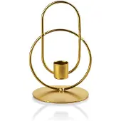 Mondex | Kandelaar Cedric Gold metaal goudkleurig 9x9x15 cm kandelaars | NADUVI
