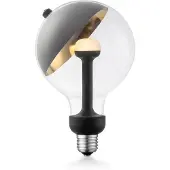Home Sweet Home Design LED Lichtbron Move Me - Zwart/Goud - G120 Sphere LED lamp - 12/12/18.6cm - Met verstelbare diffuser via magneet - geschikt voor E27 fitting - Dimbaar - 5W 400lm 2700K - warm wit licht