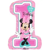 Amscan Folieballon 1st Birthday Minnie Mouse XL cijfer
