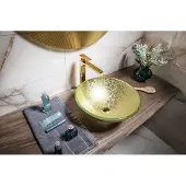 Sapho Mendoza glazen waskom 42cm goud met zwarte rand