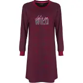 Irresistible Dames Nachthemd - Ronde Hals - Bordeaux Rood - Maat XXL