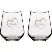 Pasabahce Gegraveerde Drinkglas 42,5cl Muoike mei hert & Omke mei hert