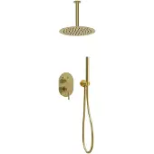 Guido Gusto Inbouw regendouche met plafond arm 25cm douchekop mat goud ovaal