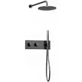Guido Gusto Inbouw regendouche met wandarm 25cm douchekop gun metal tweeknops bediening