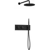 Guido Gusto Inbouw regendouche met wandarm 25cm douchekop mat zwart tweeknops bediening