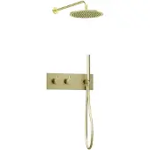 Guido Gusto Inbouw regendouche met wandarm 30cm douchekop mat goud tweeknops bediening