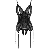 Cottelli - open bh en string met kant - zwart - XL